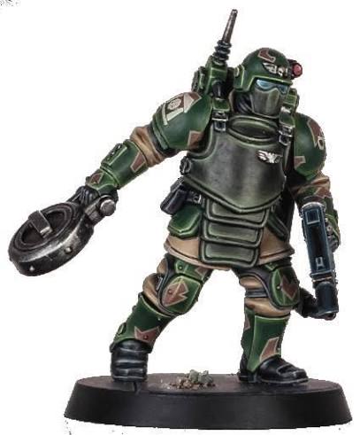 DecebalStalin's tweet photo. So we have:
- Karskin 
- Lasgun
- Bolt pistol
- Meltagun that fires like a flamethrower 
- Melta mine
- and the other armour that's supposed to resemble a Karskin demo trooper 

Alright gents, take bets what stuff did they take out of the third page to sell to you in the store. https://t.co/etfAKXT2UV