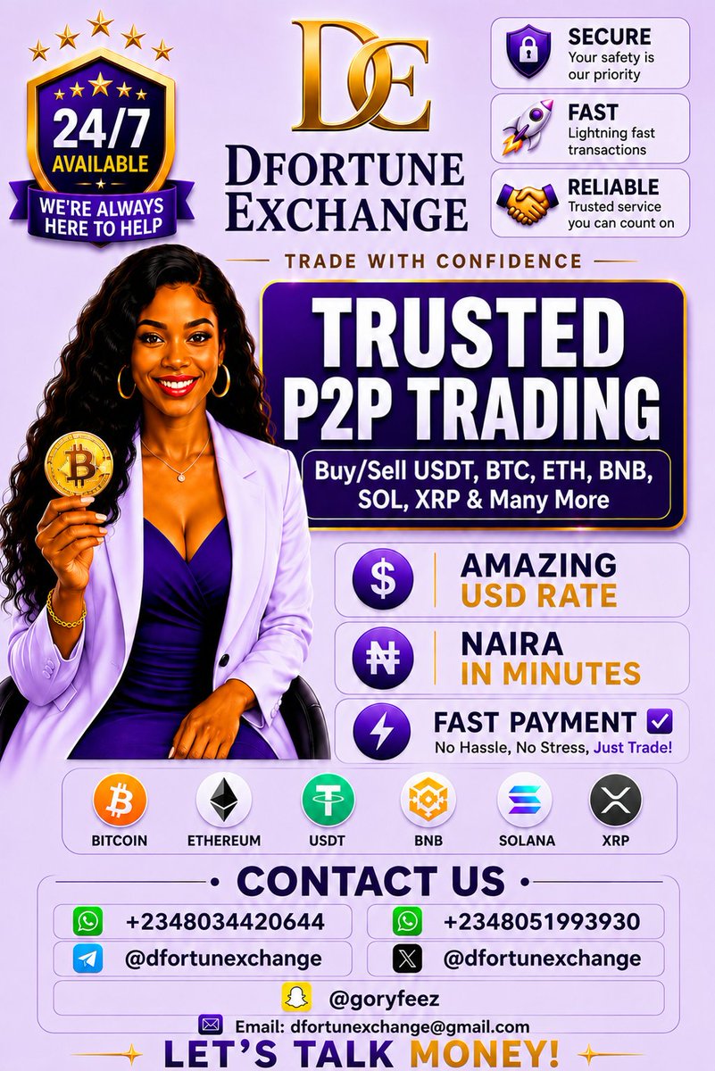 dfortunexchange's tweet photo. Crypto IN - Naira OUT Fast ✅ 
Convert BTC, ETH, USDT, BNB, SOL &amp; Many More
Quick &amp; Trusted 💯 https://t.co/RCic0wM5nm