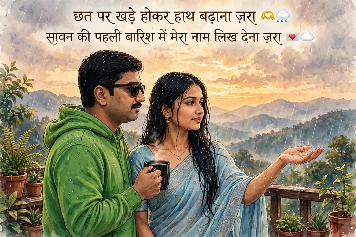 Vishu_vibes's tweet photo. छत पर खड़े होकर हाथ बढ़ाना ज़रा 🤲🌧️
सावन की पहली बारिश में मेरा नाम लिख देना ज़रा 💌☁️
#Sawan #Barish #Mohabbat #Shayari #LoveInRain https://t.co/Xs9ROeEOC6