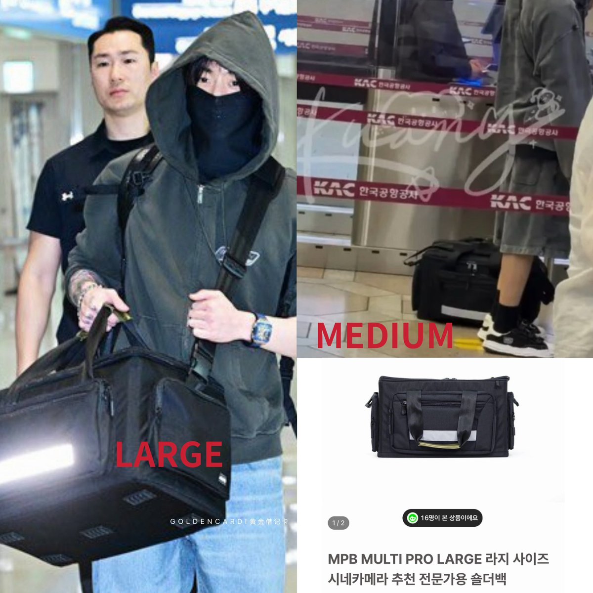 IMGOLDENCARD's tweet photo. The camera bag Jungkook brought tonight is the LARGE size of the mpb multi pro camera bag. He actually had the MEDIUM size before too 🤣He really upgraded 😂😂😂😂 https://t.co/IcXIqcNbdX