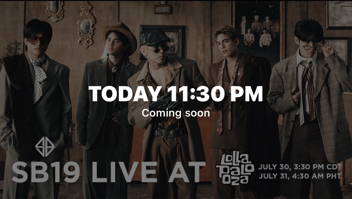esbibase's tweet photo. TODAY | 11:30 PM PHT
Don’t miss SB19’s FREE Weverse Live before their historic Lollapalooza Chicago performance! https://t.co/0P88DZV6lv