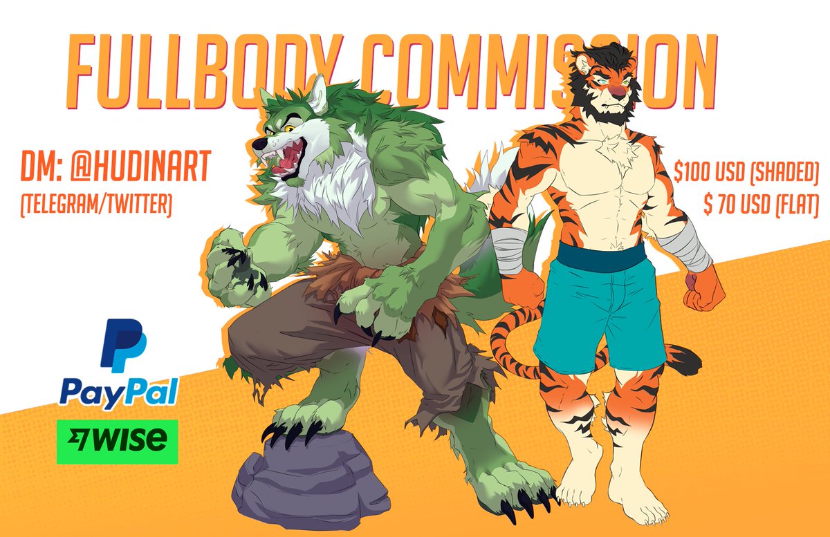 Hudinart's tweet photo. ✨ COMMs OPEN ✨

$100 shaded (3 slots)    $70 flat ( 5 slots)

send me a dm to order one!!
#furry #art https://t.co/Cz2m5eJ4ee