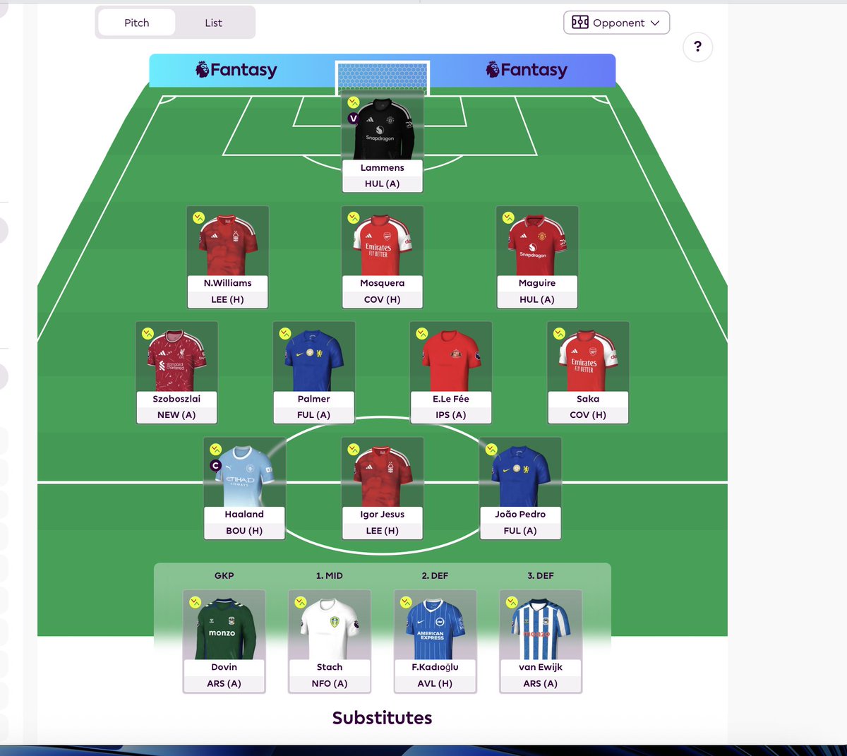 SMARTG_FOOTBALL's tweet photo. @fplpoland @FFH_HQ Dziwna sprawa bo nie znajduje mi Stacha i Kadioglu i wyskakuje błąd. Przesyłam tu swój skład i prosiłbym o ocenę. Może u ciebię to zadziała :) Plan jest taki, że Saka na jedną kolejkę. Deadline jest przed meczem Arsenału więc zapewne leak będzie. Pozdrawiam. Subskrybuję. Lubię https://t.co/kNt3VO7LWc