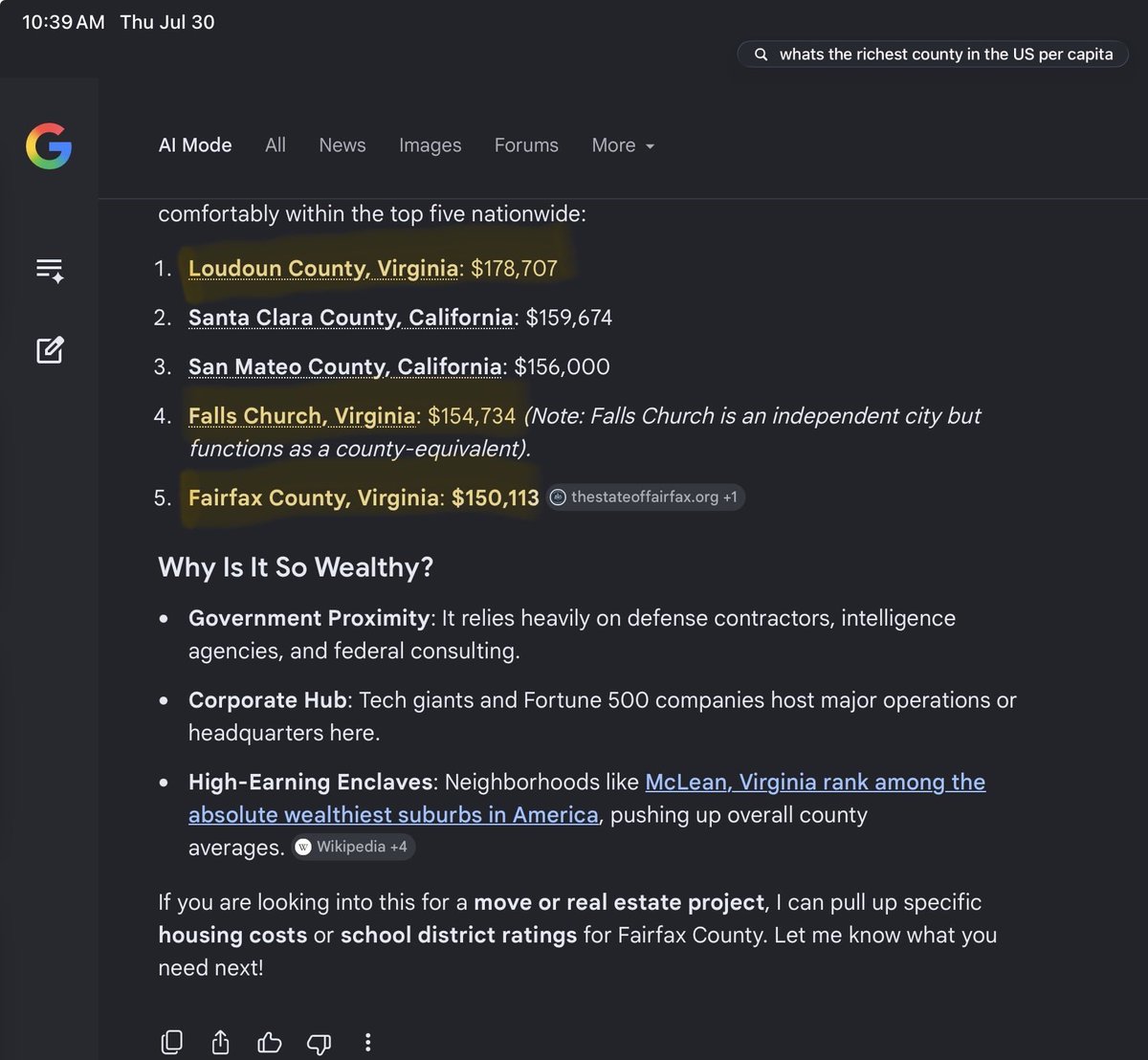 viciousdishes33's tweet photo. @troychewning Here’s the proof:

Of the 15 counties with the highest incomes, five are located near the nation’s capital in Virginia or Maryland. Four of the richest counties are in California, Silicon Valley to be precise. LOLOLOLOL. https://t.co/YG6WeVFDHG