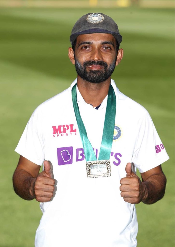 surajms29's tweet photo. Classic style. Impeccable character. Historic legacy. 🏏Ajinkya Rahane/ We will never forget the Gabba, the MCG masterclass, and his calm leadership that won the 2020-21 Border-Gavaskar Trophy. 🏆Thank you for everything, Jinks. A thorough gentleman! 🙌#Rahane #TeamIndia https://t.co/fF6CmWjxw6