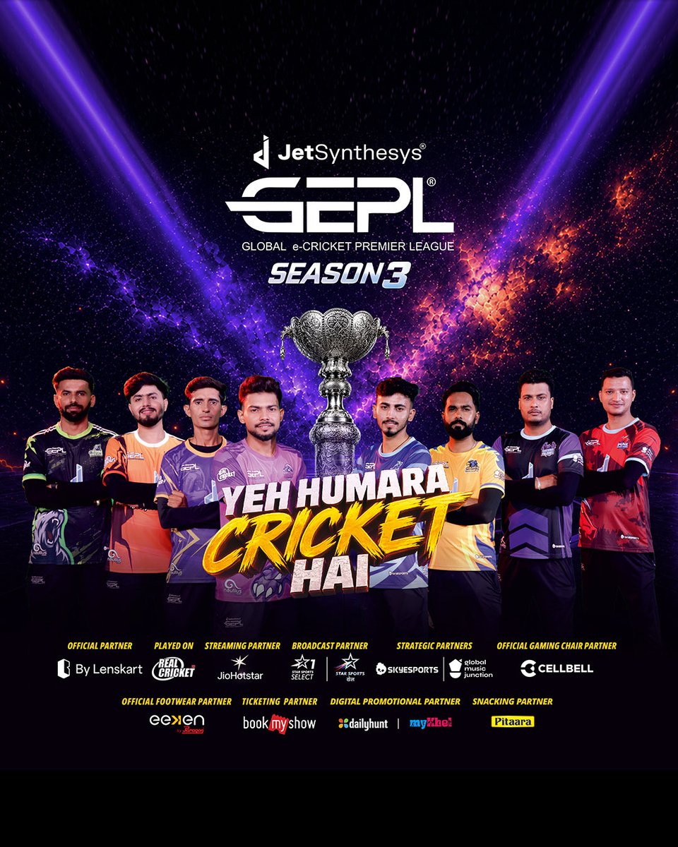 gepl_official's tweet photo. Eight leaders. One ultimate destination 🏆

Framed up, focused, and locked into leading their franchises 💥

#GEPL #Season3 #CaptainShoot #RealCricket #eCricket 

[Viral, Trending, Captains Photoshoot, Leadership, Pro Gamer, Esports League, Real Cricket] https://t.co/Ds4lWYDkIl