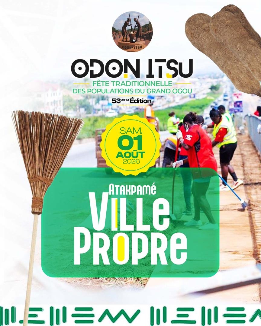 OdonItsu's tweet photo. En prélude des festivités de la fête traditionnelle #OdonItsu2026, la mairie d’#Atakpamé et le comité d'organisation organisent l'opération #Atakpamé Propre.
NB:
03/08/2026: Lancement à Gléi
08/08/2026: #Apothéose à Atakpamé
16/08/2026: Finale Coupe Odon-Itsu
#Togo #Culture https://t.co/LWfe6YwB24