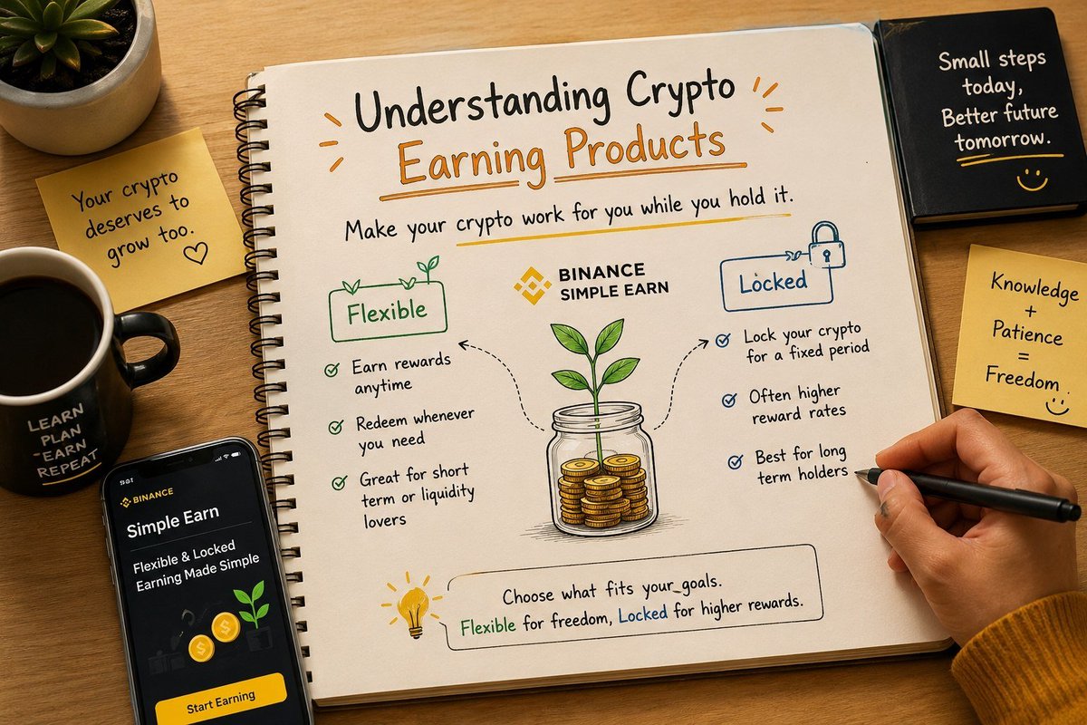 ShibaXOfficialP's tweet photo. I still remember when I first bought crypto. Like many beginners, I thought the only way to grow my portfolio was to wait for prices to go up. So I bought a few coins and left them sitting in my account, doing nothing.

A few weeks later, I started wondering, "Is there a way my crypto can work for me while I'm simply holding it?"

That's when I discovered Binance Simple Earn.

The idea was surprisingly simple. Instead of leaving my crypto idle, I could subscribe to an earning product and receive rewards over time. It reminded me that not every strategy in crypto has to involve constant trading.

Then I learned there are two main options.

Flexible products are for people who want freedom. Your crypto can earn rewards, but you still have the flexibility to redeem it whenever you need it, making it a good choice if you like having quick access to your funds.

Locked products are different. You agree to keep your crypto subscribed for a fixed period. In return, they often offer higher reward rates. It's more suitable for people who already plan to hold their assets for the longer term.

For me, the biggest lesson wasn't which option is "better." It was understanding that the right choice depends on your own goals. If you value flexibility, one option may fit better. If you're comfortable holding for longer, the other might make more sense.

Learning how these earning products work helped me realize that sometimes, making your crypto work can be just as important as buying it.

#Binance #BinanceAcademy #LearnWithBinance