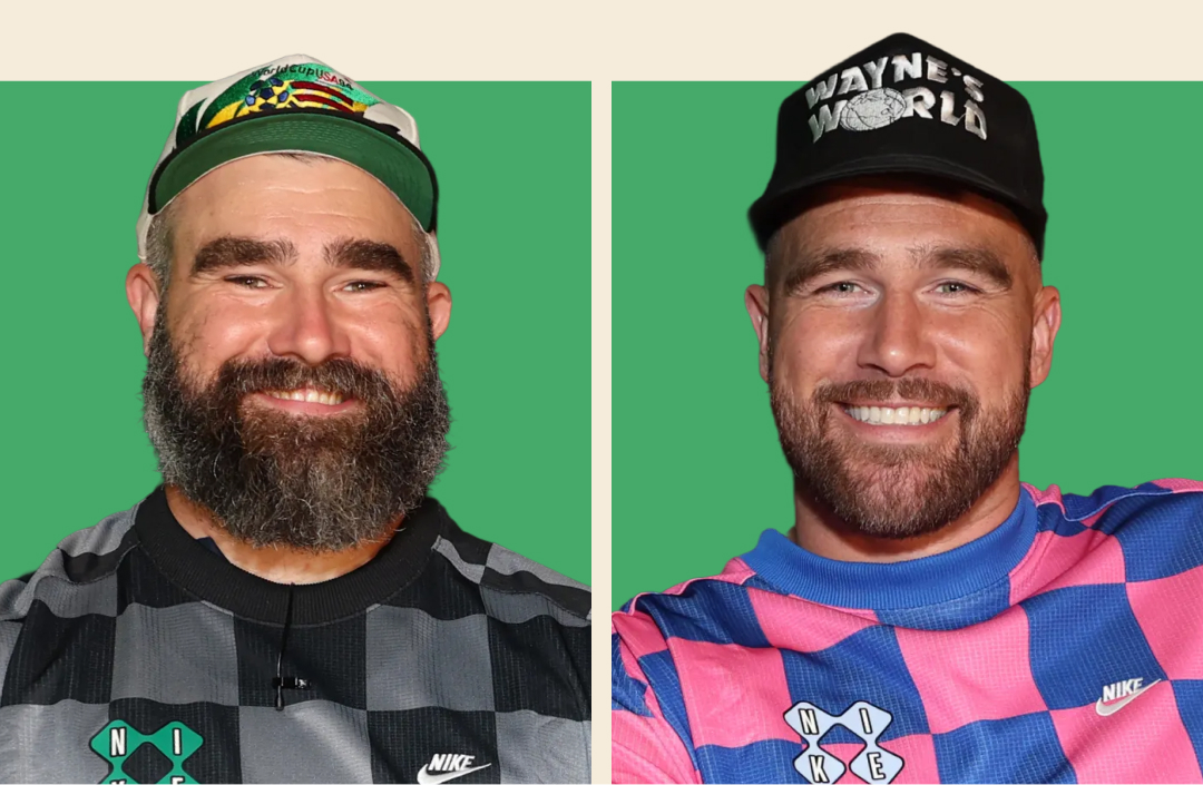 Forbes's tweet photo. The Kelce brothers started their podcast the same year they faced off in Super Bowl LVII, and Travis started dating Taylor Swift. Intrigue around the athletic brothers' lives off the field brought thousands of listeners and a stream of celebrity guests. 

They have cemented their place on the Forbes #HighestPaidPodcasters (knock on wood). See who else made the list: https://t.co/1fV0RzDZCV
Photo: Matt Winkelmeyer/Wondery via Getty Images