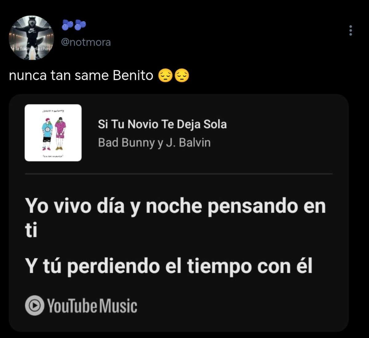 yiyilvsteo's tweet photo. Si tu novio te deja solo. 🫐
╰┈➤ #MoraKenn #KenMora
Dónde Knn tiene un idiota por novio
O
Dónde G¡l está cansado de ver cómo tratan al chico que le gusta. https://t.co/G4T6UKuGUk