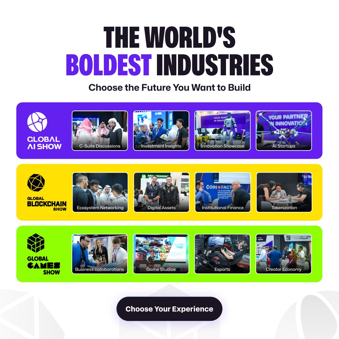 GlobalGamesShow's tweet photo. The moments that shape industries don't begin on stage.

They begin with conversations between founders, investors, creators, innovators and the people bold enough to build what's next.

That's where the future begins.

📍 Abu Dhabi | 2026

@GlobalAIShow | 11-12 November
@GlobalGamesShow | 23-24 November
@0xGBS | 26-27 November

See You in Abu Dhabi
#AI #AbuDhabi #Web3 #Gaming