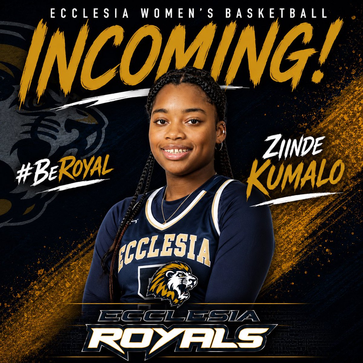 ECLadyRoyalsWBB's tweet photo. 🦁 PROCESS COMPLETE!
#RoyalNation stand up!
Hauling in from Fayetteville, Arkansas — let’s welcome Ziinde Kumalo! 💪
Hard-working guard/forward with elite academics.
#GoRoyals 🦁 https://t.co/CaRUxDMluc