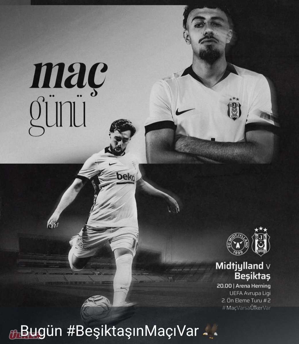 Er_Alp1923's tweet photo. FC Midtjylland, 

Danimarka’nın Jutland bölgesinde Herning ve Ikast merkezli bir kulüp.

Yaklaşık 30-40 bin civarında bir taraftar tabanı olduğu tahmin ediliyor.

Yani köyden hallice, irice bir kasaba takımı.

 Bugün yorumlara bakıyorum, 

Acabalar, bir kazaya uğrayıp elenirmiyiz kaygıları vs vs.

Şu eşleşmelerde bile duygu dünyamız buysa;

Beşiktaş camiası olarak geldiğimiz noktayı çok sorgulamamız gerekir.

Peki maç ne olur?

Bence kazanarak yolumıza devam ederiz.