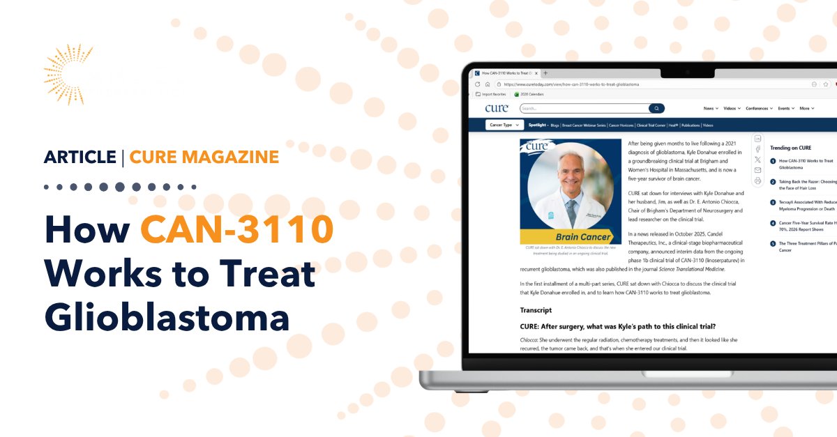 CandelTx's tweet photo. How does linoserpaturev (CAN-3110) work?  

@cure_today spoke with the lead researcher on our glioblastoma trial to explain the science.  

Read it here: https://t.co/XAElw97B1S 

 #GBMDay #BrainCancer https://t.co/HMyIqq1RWf