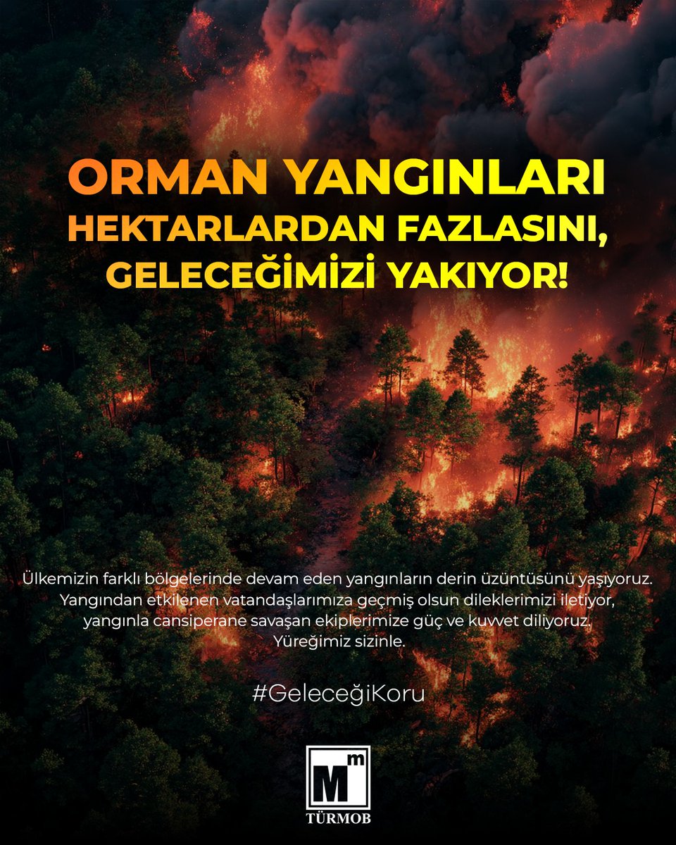 turmob's tweet photo. ORMAN YANGINLARI HEKTARLARDAN FAZLASINI, GELECEĞİMİZİ YAKIYOR!

Ülkemizin farklı bölgelerinde devam eden yangınların derin üzüntüsünü yaşıyoruz. Yangından etkilenen vatandaşlarımıza geçmiş olsun dileklerimizi iletiyor, yangınla cansiperane savaşan ekiplerimize güç ve kuvvet diliyoruz.

Yüreğimiz sizinle.

#GeleceğiKoru
#geçmişolsuntürkiye
#türmob