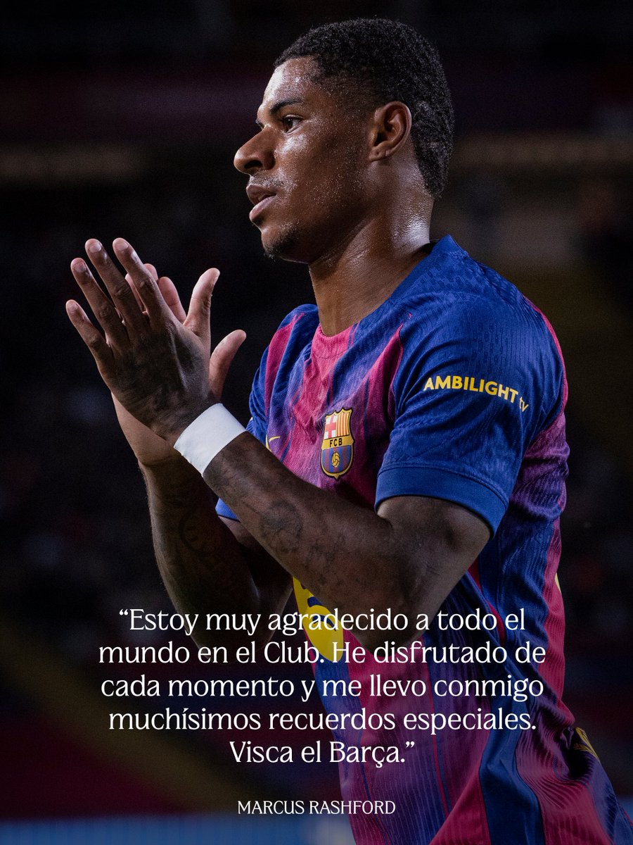 FCBarcelona_es's tweet photo. Hemos disfrutado de cada momento contigo, Rashy. 💙❤️
¡Mucha suerte en esta nueva etapa! https://t.co/N0WY7Wajg9