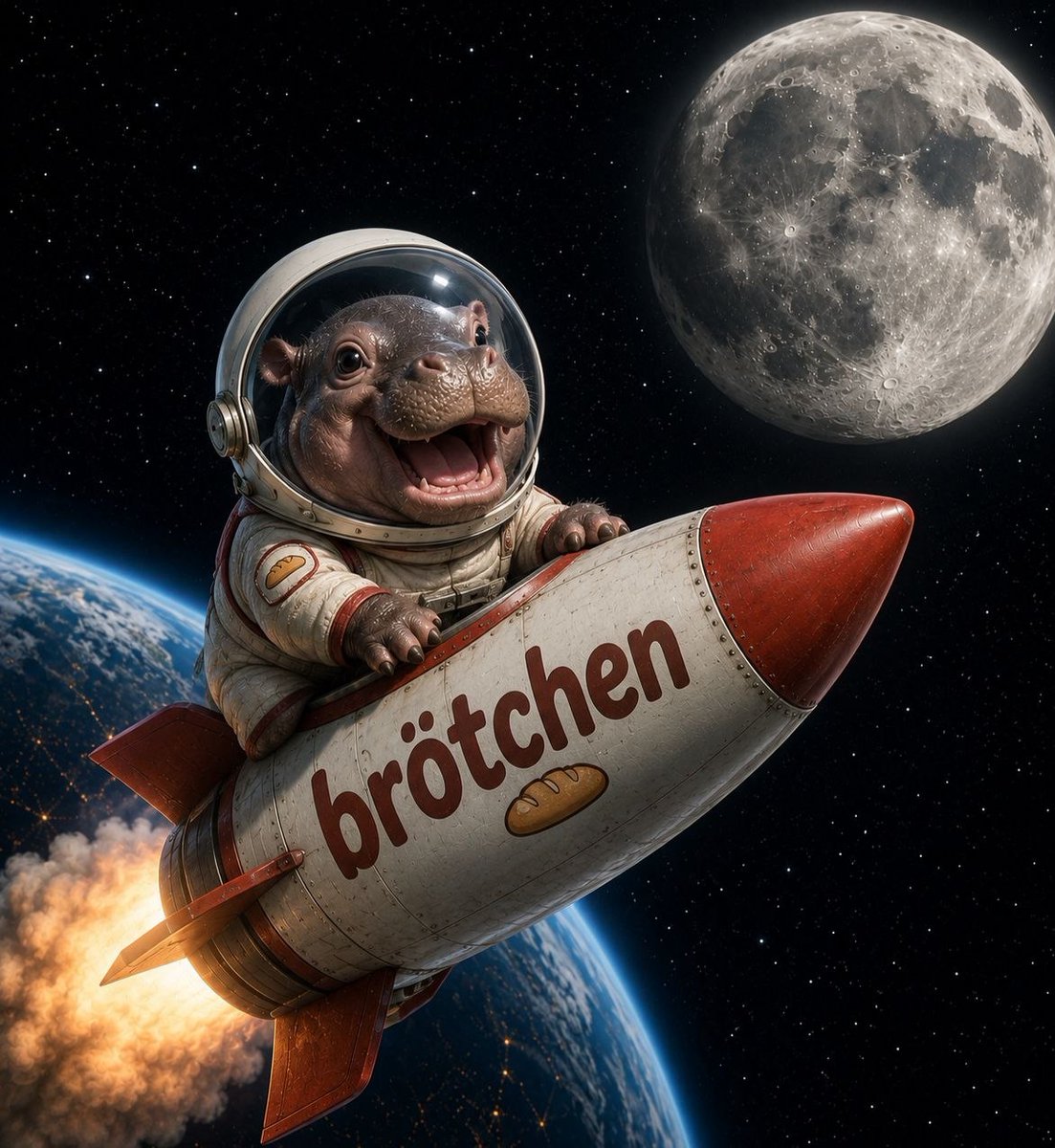 brotchencto's tweet photo. Destination: Moon
Vehicle: Brötchen Rocket
Pilot: the loaf herself
$Brötchen
We’re not going back. https://t.co/76RGUdwUVx