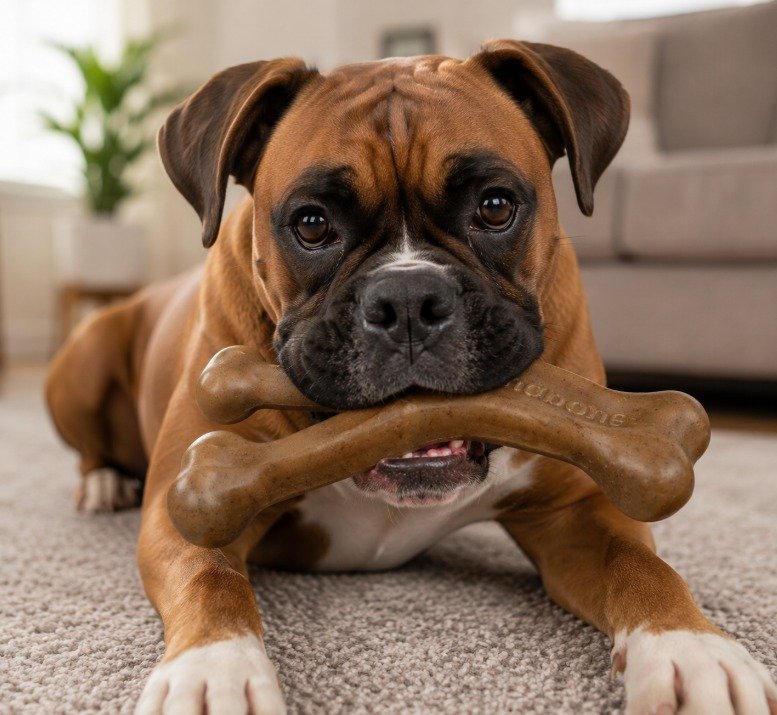 boxer_daily's tweet photo. My dog destroys every chew toy... except this one. 🐶🦴

Real bacon flavor, super durable, and it keeps him busy for hours. My furniture finally gets a break! 😂 Highly recommend. https://t.co/mj8JmcJpFH