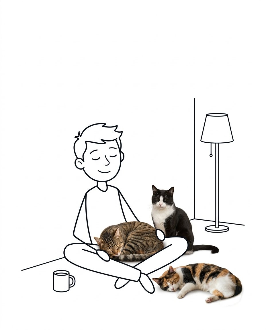 catshealworldd's tweet photo. Sometimes, I just sit quietly at home with the cats and that's all I need https://t.co/8orfevK85T