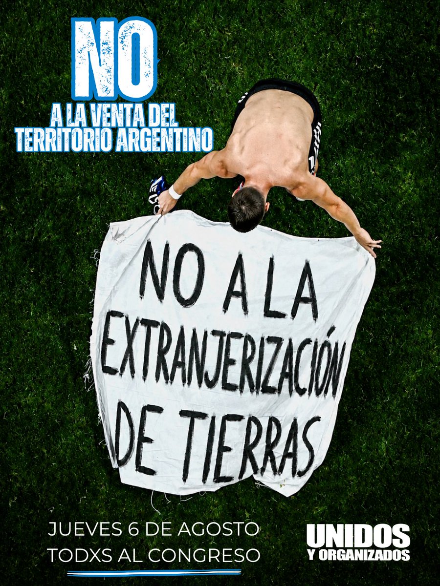 UyO_oficial's tweet photo. 🇦🇷 ARGENTINA NO ESTÁ EN VENTA

El Gobierno de Javier Milei impulsa un proyecto que busca eliminar restricciones a la compra de tierras por parte de extranjeros.

¿Qué significa? ¿Qué está en juego?
⬇️ Te lo explicamos en este hilo ⬇️ https://t.co/KXXHyZbpJB