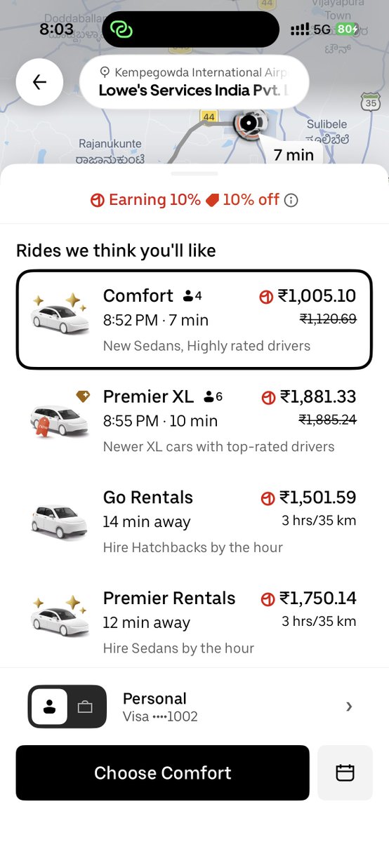 Akashkothari_'s tweet photo. @Uber_India This feels intentional. At the airport, my account only shows expensive ride options while #UberGo is hidden, despite Uber Go cabs being available and others booking them. I'm an #UberOne member. Why am I being charged more? Please investigate this.
@UberIN_Support https://t.co/ygZhlkpcU2