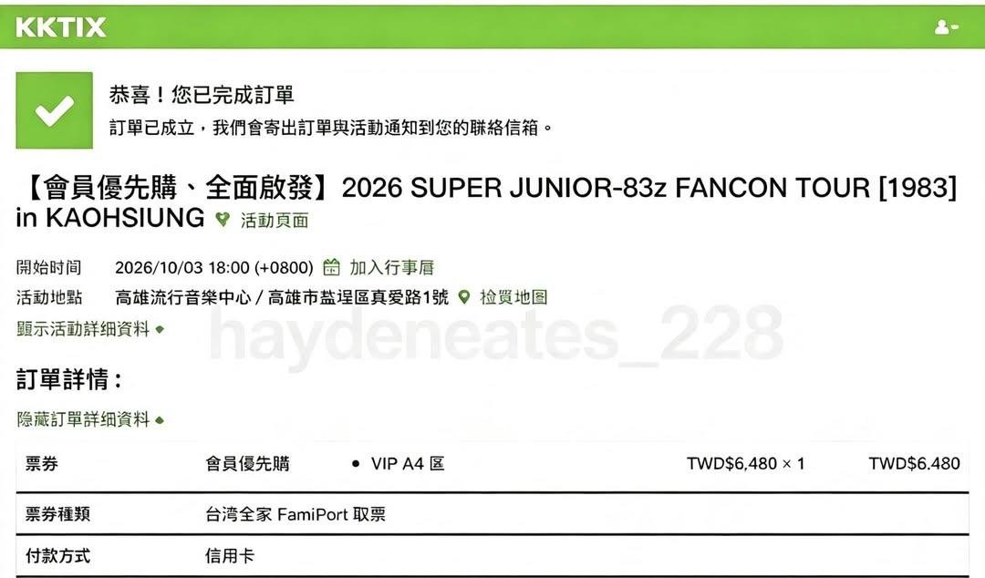Msafiri_254_'s tweet photo. ✨原價釋出 SUPER JUNIOR-83z FANCON TOUR [1983] 高雄場
📅時間：2026/10/03 18:00
📍地點：高雄流行音樂中心

🎫票1｜VIP A4區 6480元（會員優先購）
🎫票2｜2樓D區 5680元
兩張皆可單獨出 行程調整忍痛釋出 全部原價轉讓 https://t.co/ZiVhfPDZCO