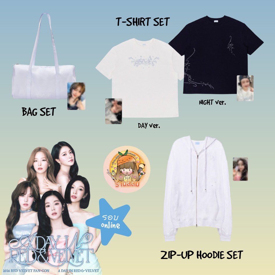Gigiherlnwza's tweet photo. [PRE] Red Velvet 🐚 FAN-CON <A Day in Red &amp; Velvet> MD 🫧T-SHIRT/BAG/ZIP-UP HOODIE

สั่ง https://t.co/2hTpDznZAU

โค้ดลด https://t.co/uX88BsPWjc https://t.co/kry1G21W51