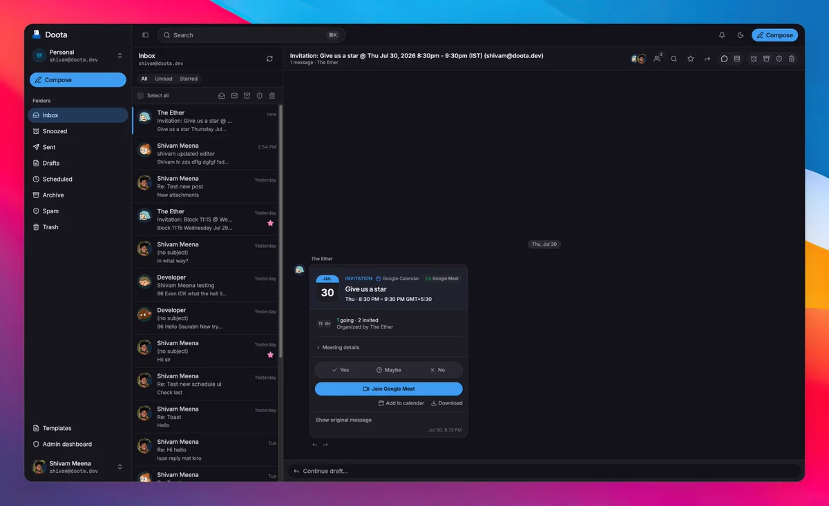 Doota Webmail Client Preview