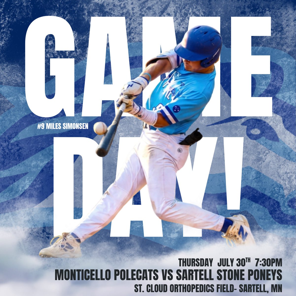 TheStonePoneys's tweet photo. Regular Season Finale tonight as the Poneys welcome old Sauk Valley foe @MoPolecats to town! First pitch at St. Cloud Orthopedics Field is set for 7:30pm! Come on out and cheer on the Poneys! #PoneyUp https://t.co/9DBBIuYMMf