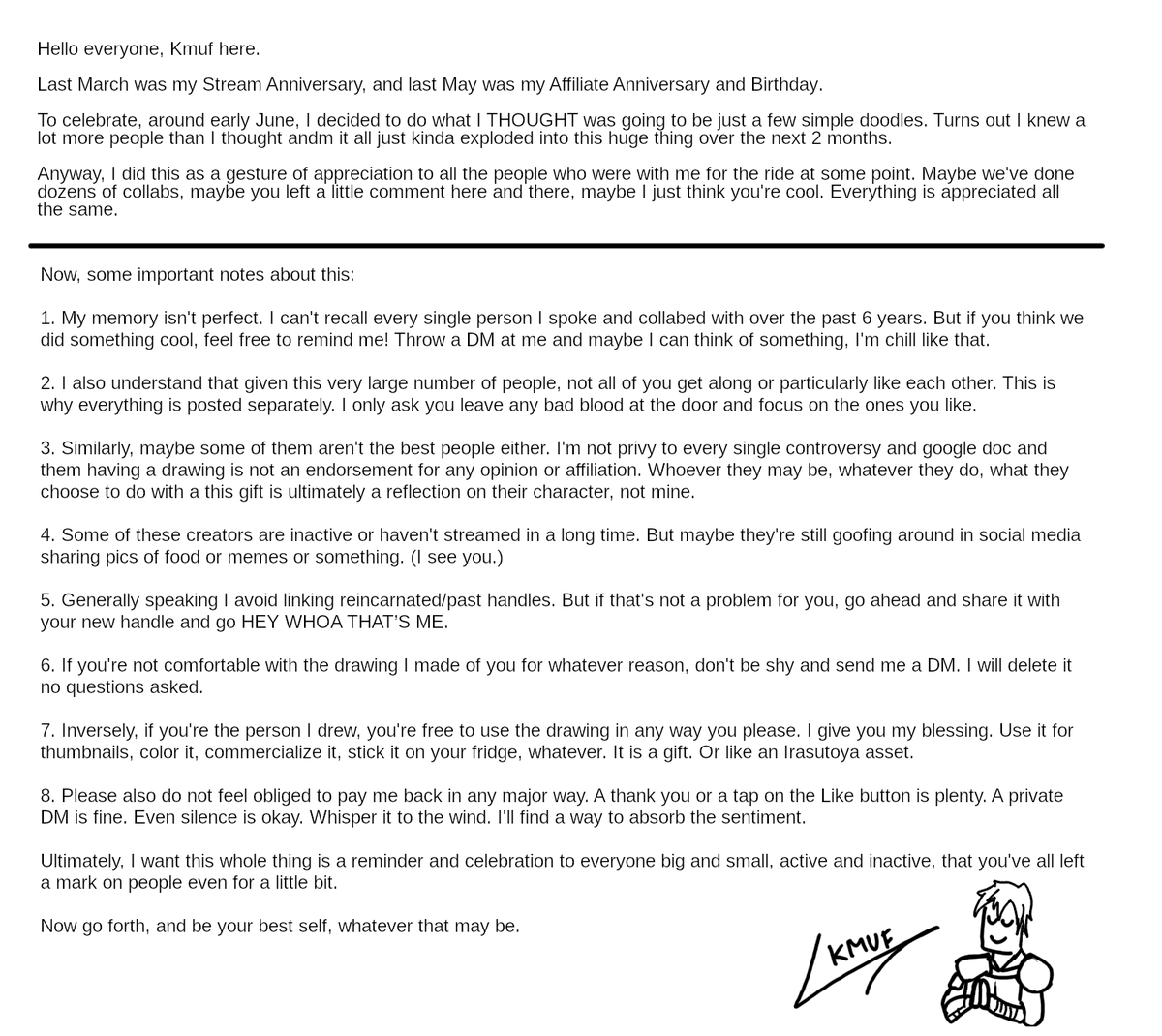 itsKmuf's tweet photo. Breaking my Twitter exodus to post this. I will be QRTing this post with a lot of art in the coming days. I don't know if I'll be flagged for spam so I'm going to be posting a few at a time.
But yes, I hope you're all doing well, wherever you are. https://t.co/ZWMqbCp9SQ