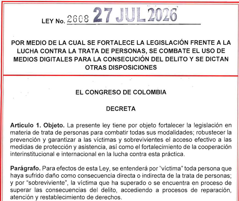 SoniaSBernalS's tweet photo. Hoy, en el Día Mundial contra la Trata de Personas, quiero alzar la voz por quienes un día vieron cómo les arrebataron su libertad, sus sueños y, muchas veces, la esperanza.

Esta ha sido una causa que me ha acompañado durante gran parte de mi vida pública y que sigo abrazando con la misma convicción, ninguna persona merece ser engañada, explotada o tratada como una mercancía.

La sanción de la Ley 2608 de 2026 nos recuerda que sí es posible avanzar cuando trabajamos para proteger a las víctimas y cerrarles el camino a quienes hacen de la vida humana un negocio. Pero aún queda mucho por hacer.

Hoy renovemos nuestro compromiso con la libertad, la dignidad y la vida.