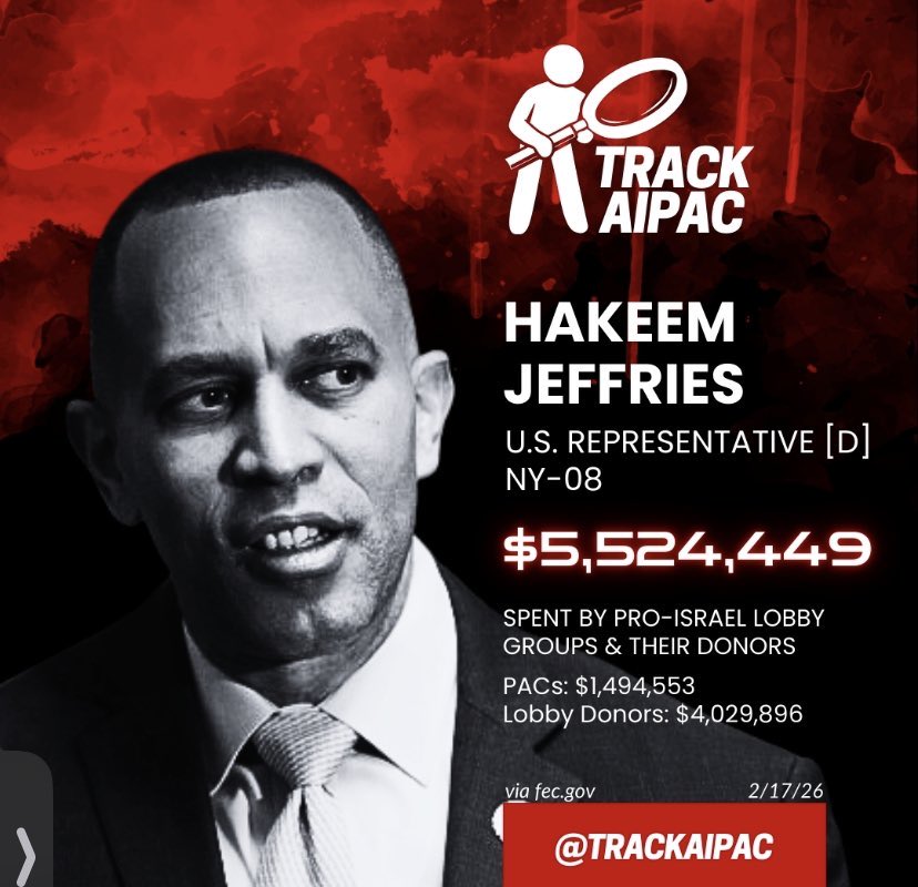 ProudSocialist's tweet photo. He’s lying. Hakeem Jeffries will not fight corruption or “hold the crooks accountable” because he is one of the crooks and his party is full of corruption. Corruption in US politics is bipartisan, as both parties exist to serve the billionaire class, the war machine, and Israel. https://t.co/OqAtQpMusf