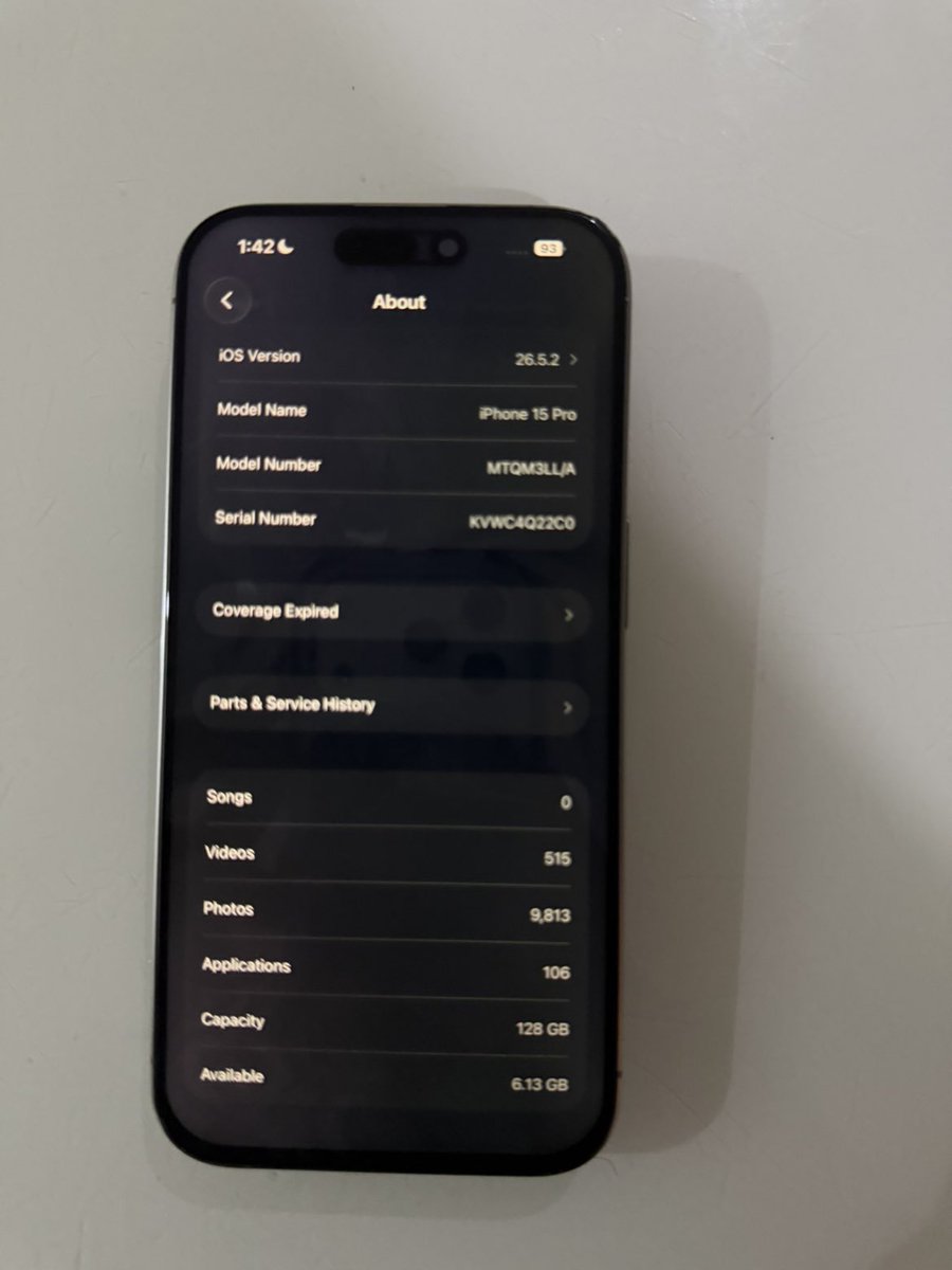 pabl0theEngine's tweet photo. my guy wants to sell his 128gb 15 pro.

physical sim,
changed screen and battery.

550k https://t.co/N78xGrKchH
