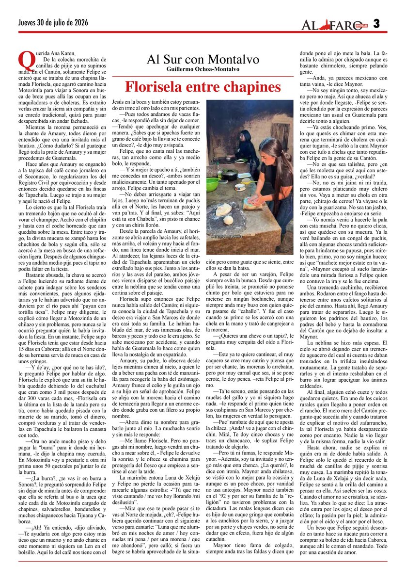 AlfaroNoticiasD's tweet photo. #Columnas Guillermo Ochoa-Montalvo @guiyermodivan: Florisela entre chapines.
https://t.co/7BzjbvJ4Nf https://t.co/aV1pFg3n9b