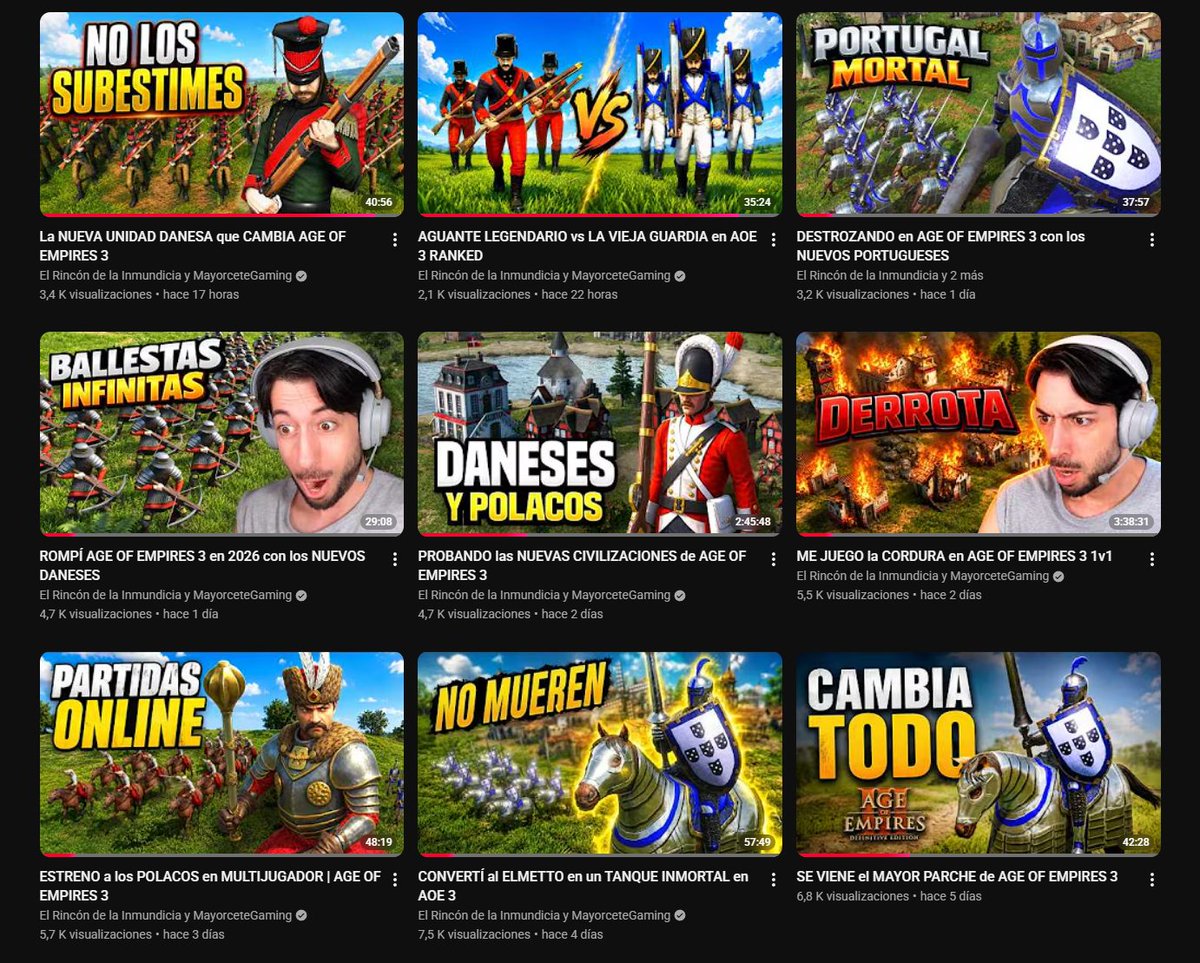 MayorceteGaming's tweet photo. El Rincón de la Inmundicia rebosa de vídeos con los que ponerte al día con Age of Empires 3. Polacos, daneses, nuevos nativos, novedades de facciones clásicas...

Bajaré de 2 vídeos al día para que os dé tiempo a verlo todo pero el vídeo diario está asegurado. ¡Disfruten! https://t.co/3RV6909GT9
