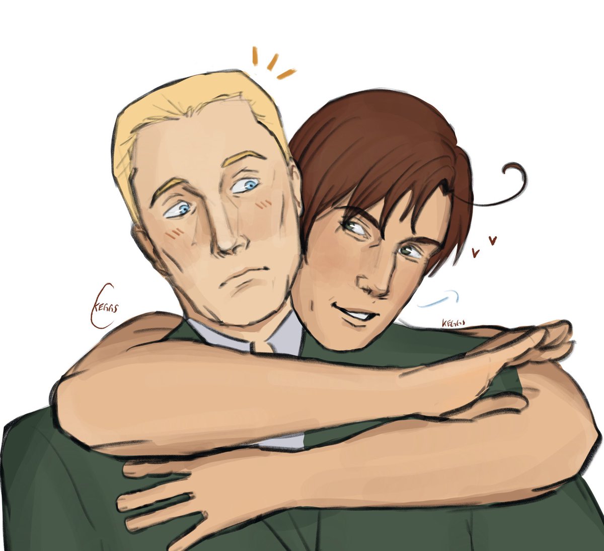 Keggsdov's tweet photo. a REAL belated germano colored doodle thing  🫪 
#hetalia #germano https://t.co/R59HUzpcJi