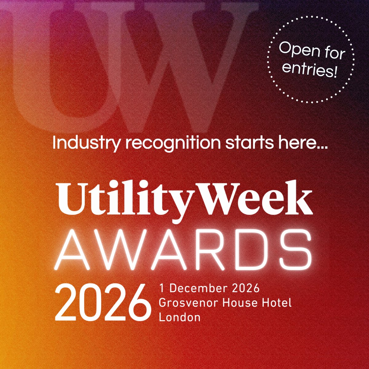 UtilityWeek's tweet photo. Win the ultimate accolade in UK utilities. The Utility Week Awards are open for entries! Find your category and enter: https://t.co/VMHolNpaHN https://t.co/purqixQxt4