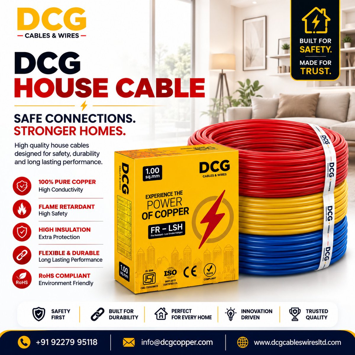 DCGCables's tweet photo. Power your home with confidence using DCG House Cable—manufactured for superior safety, excellent conductivity, and reliable performance in every connection.
#DCGCablesAndWires #HouseCable #HouseWire #HouseWiring #ElectricalSafety #ReliablePower #PremiumQuality https://t.co/oIawu5Qezp