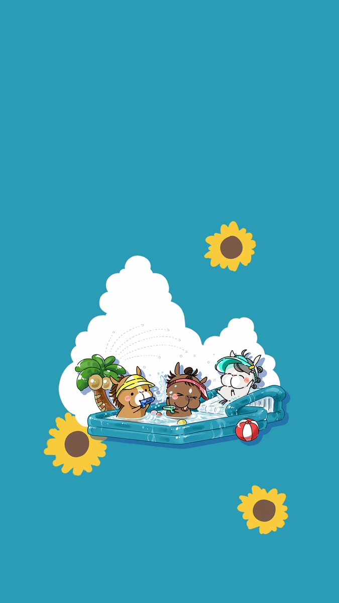 uma_wo_kaku's tweet photo. 8月の壁紙配布です🌻
（今回、試しにメニュー画面などに使えそうなシンプル背景も作ってみました）

暑さが厳���くなってきましたが、
体調第一でお過ごしください🎐 https://t.co/ZpOJNHkXkx
