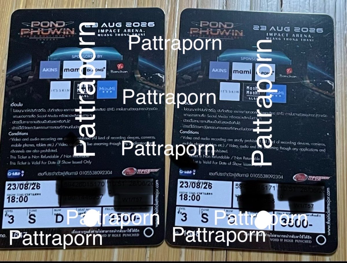 zaue_dd's tweet photo. [Please RT🚨]

บัตรเพื่อนเราโดนมิจฉาชีพเอาไปลบลายน้ำแล้วหลอกขายทางออนไลน์ บัตรทั้ง 2 ใบนี้ทำการซื้อขายแบบนัดรับเรียบร้อยแล้ว ไม่มีการขายต่อบนออนไลน์ใดๆทั้งสิ้น

ใครจะทำการซื้อบัตร โซน S แถว D ทักมาสอบถามเลขที่นั่งกับเราก่อนได้ค่ะ

#pondphuwinconcert https://t.co/Y6pfruU6ba
