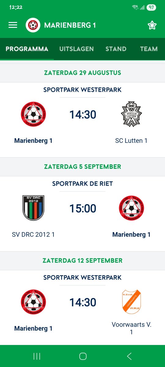 vvMarienberg's tweet photo. Bekerindeling is ook bekend.
Tegenstanders: @scLutten @voorwaartsv en @SvDRC2012
2x thuus en 1x uut!
Zie ook afbeelding https://t.co/YSdXOStOqy