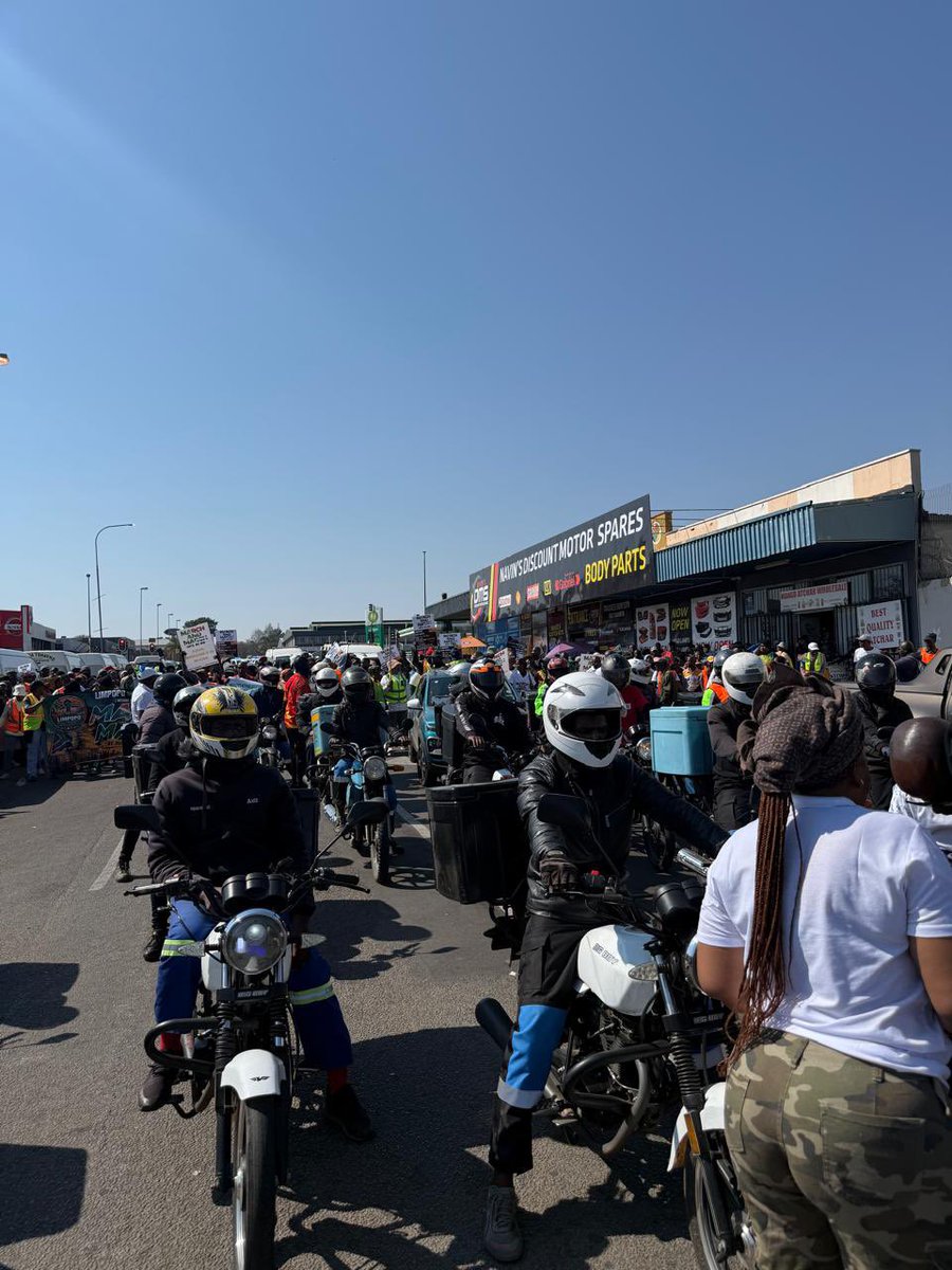 ZANewsFlash's tweet photo. PICS: Delivery scooter drivers have also joined the anti-illegal immigration protest march in Polokwane.

The protest is led by the March and March Movement - KZN Tonight Podcast https://t.co/wZPTvZh0tp