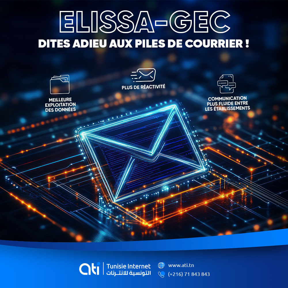 ATI_TN's tweet photo. 🚀 Simplifiez la gestion de vos courriers avec Elissa-GEC d'#ATI : 📬 suivi efficace, 🛡️ sécurité renforcée et 📁 gestion électronique performante.

🔗 https://t.co/uiDPKpHzOO
📧 sales@ati.tn
#GEC #Elissa #ATI #TunisieInternet أحنا_متاع_الانترنات_ومعانا_الحكاية_بدات https://t.co/yT4P908ool