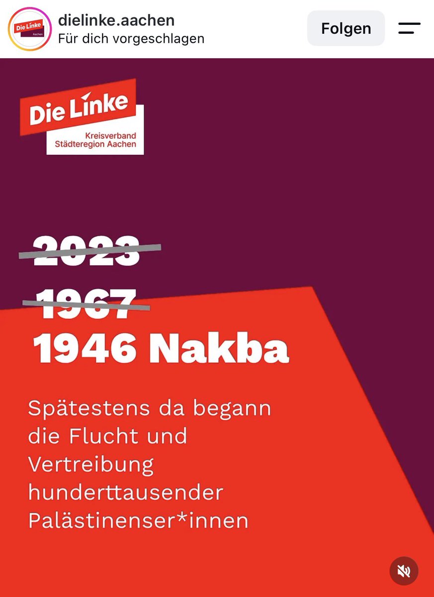 AliCologne's tweet photo. Historische Tatsachenverdrehung bei @dieLinke  Aachen: Die Nakba war 1948 im Zuge des von den arabischen Staaten entfachten Krieges gegen den neuen Staat Israel, nicht 1946. 

Wer Jahreszahlen erfindet und den 7. Oktober ausblendet, betreibt keine Aufklärung, sondern Geschichtsklitterung.