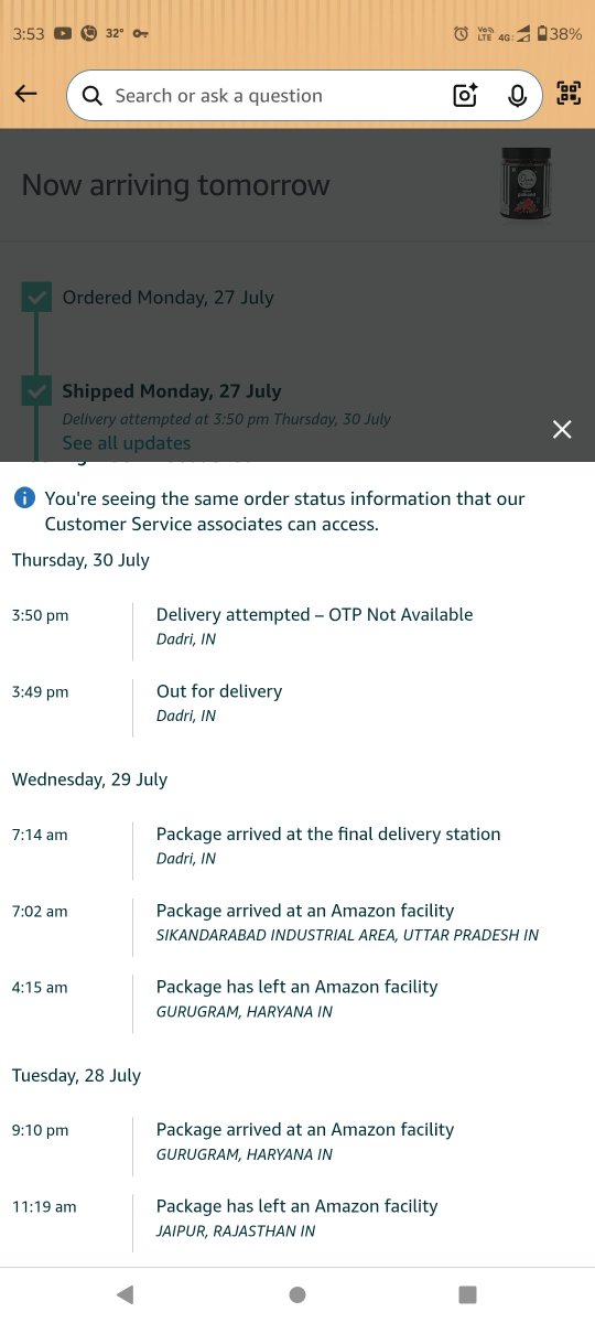 HardWon777's tweet photo. @amazonIN I m very disappointed your service how can you should this shit? My order show arrived today but only 1 minutes gap my order attempt to out for delivery to attempt failed delivery how can this possible? https://t.co/jQzu7M8n2f