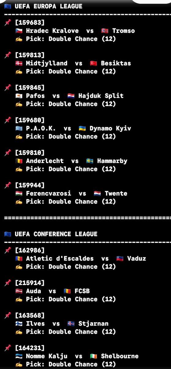 SHATTApunter's tweet photo. TODAY DOUBLE CHANCE GAMES https://t.co/q6lzL8cKAw