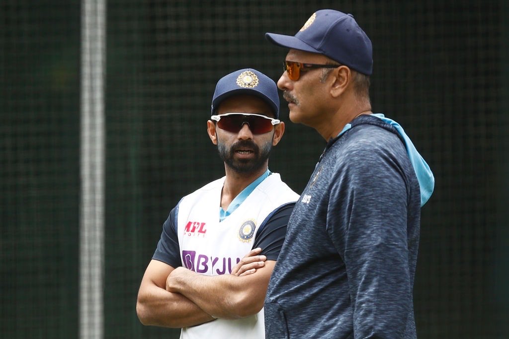 RaviShastriOfc's tweet photo. One of India's most committed cricketers who was an integral part of my tenure as coach and gave yeoman service to Mumbai and Indian cricket. Well done Jinks. @ajinkyarahane88 https://t.co/I4bG7qtXHH