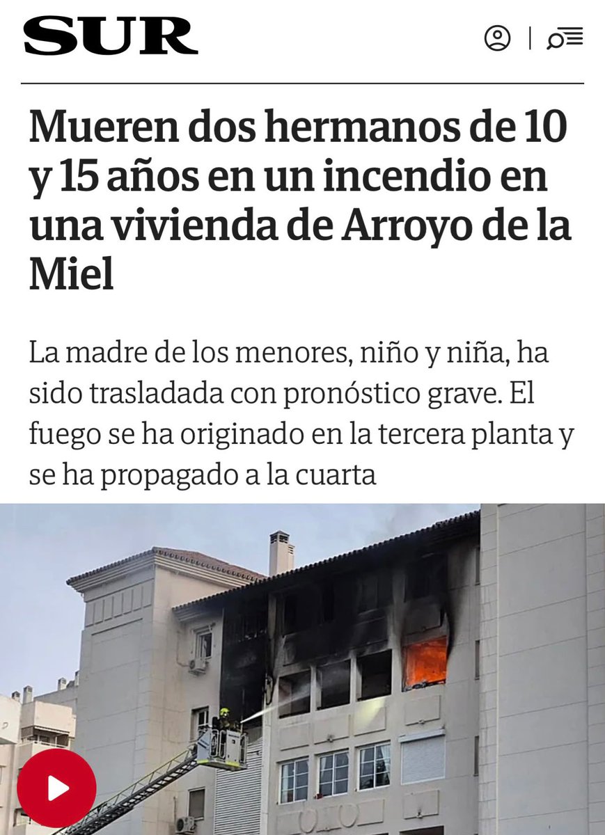 antsev's tweet photo. Benalmádena vive hoy una tragedia que nos deja sin palabras.

Dos menores han perdido la vida en el incendio de una vivienda en Arroyo de la Miel.

Nuestras condolencias y todo nuestro cariño a su familia y seres queridos. Deseamos de corazón que su madre y el resto de heridos se recuperen pronto.