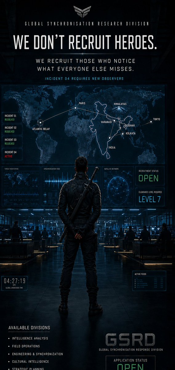 RoushanStartup's tweet photo. Not everyone is meant to carry the blade.

Some are meant to find the truth before anyone else does.

GSRD is recruiting.

Which division would you join?

• Intelligence Analysis 
• Field Operations 
• Engineering & Synchronization 
• Cultural Intelligence 
• Strategic Planning

State your division below.