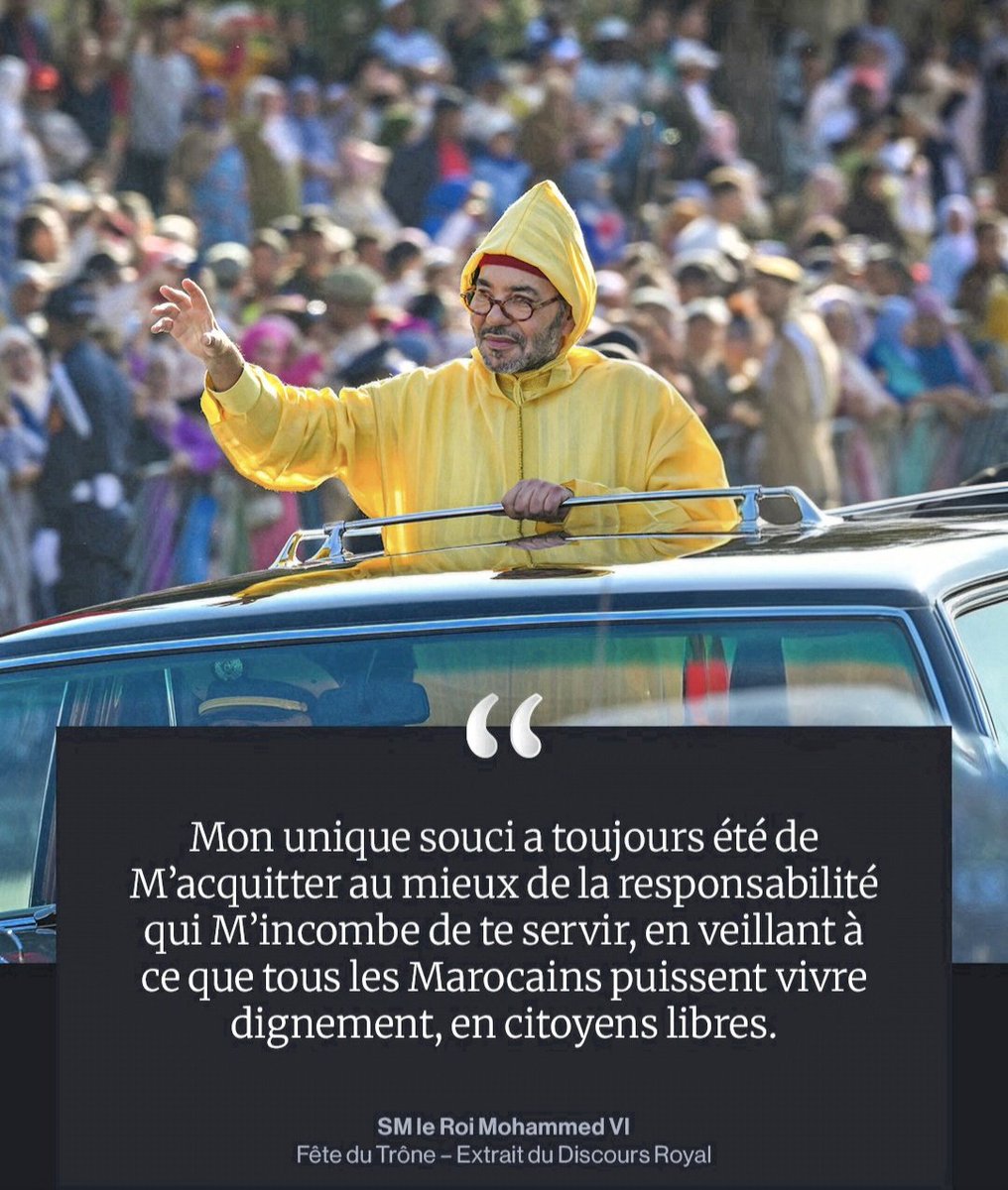 IffachSana's tweet photo. En cette #FêteDuTrône hommage à Sa Majesté le Roi Mohammed VI pour son engagement au service du Maroc dans la continuité de l'héritage de Feu Mohammed V et de Feu Hassan II continuant à guider le Royaume sur le chemin de la paix, du progrès et de la prospérité 🇲🇦❤️
#ThroneDay https://t.co/Ioz0Ncfjz3
